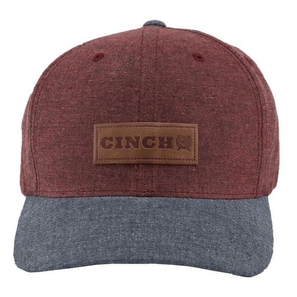 CINCH • Men’s Burgundy Red & Blue Logo Cap Truckers Hat - Picture 1 of 4
